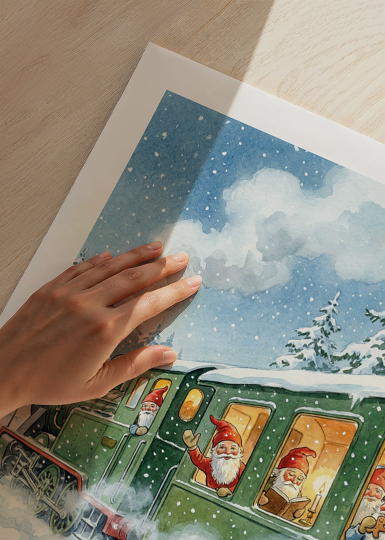 Elfen in einem Zug in einer winterlichen Landschaft verzaubern-12