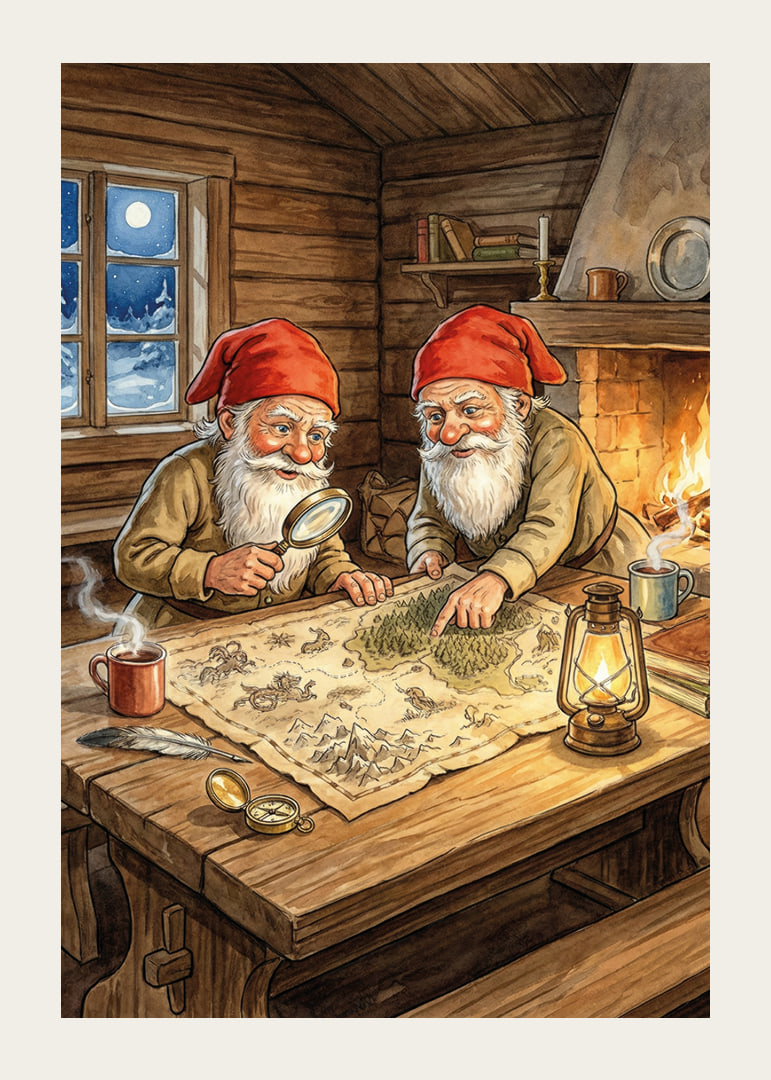 Two elves create magic by a sparkling fire-12
