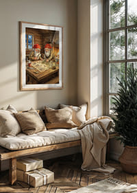 Kaksi tonttua luo taikaa kimaltelevan tulen ääressä-4