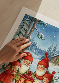 Tomtar samlas i ett magiskt vinterlandskap kring en ljuslykta-5