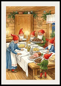 Elves gather around a festive table for Christmas celebration-2
