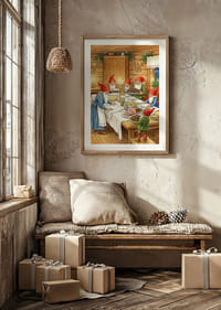 Tontut kokoontuvat juhlapöydän ääreen joulujuhlaa varten-4