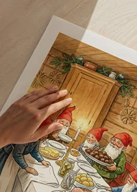 Elves gather around a festive table for Christmas celebration-9