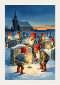 Dans l'obscurité hivernale, des gnomes allument des bougies sur les tombes.-3