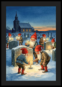 Gnomes light candles at gravestones in the winter darkness-4