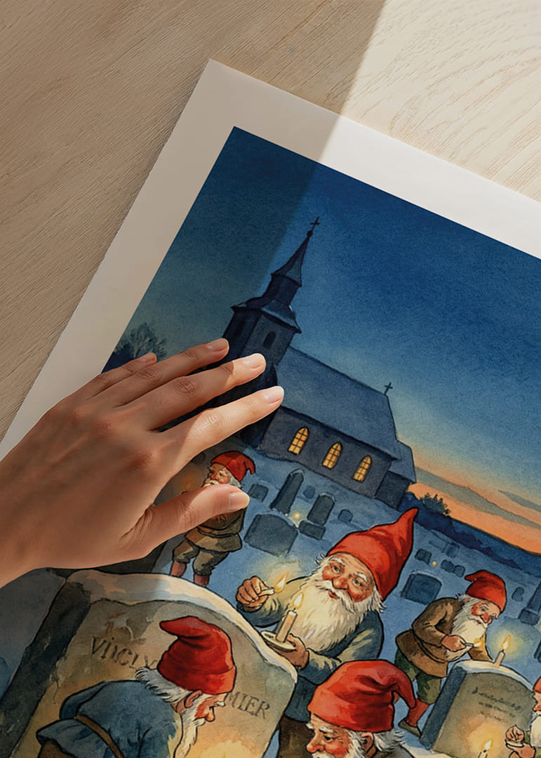 Kabouters steken kaarsen aan bij grafstenen in de winterduisternis-12