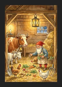 Santa shares the harvest with the animals in a cozy barn-5