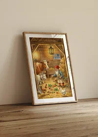 Santa shares the harvest with the animals in a cozy barn-8