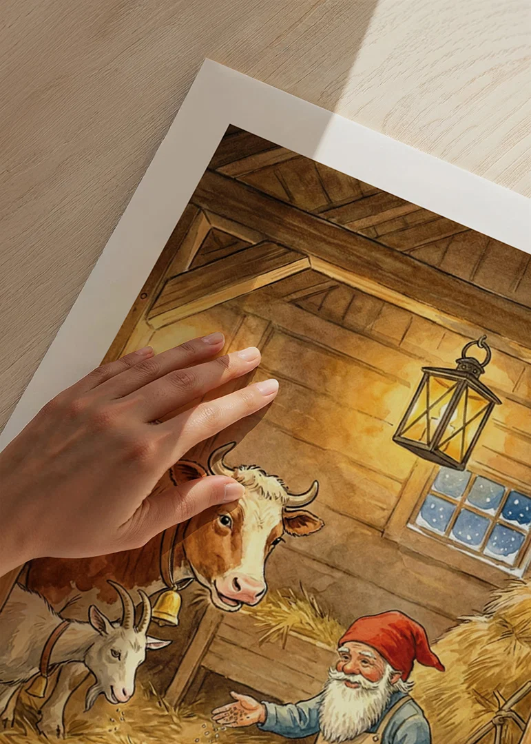 Santa shares the harvest with the animals in a cozy barn-12