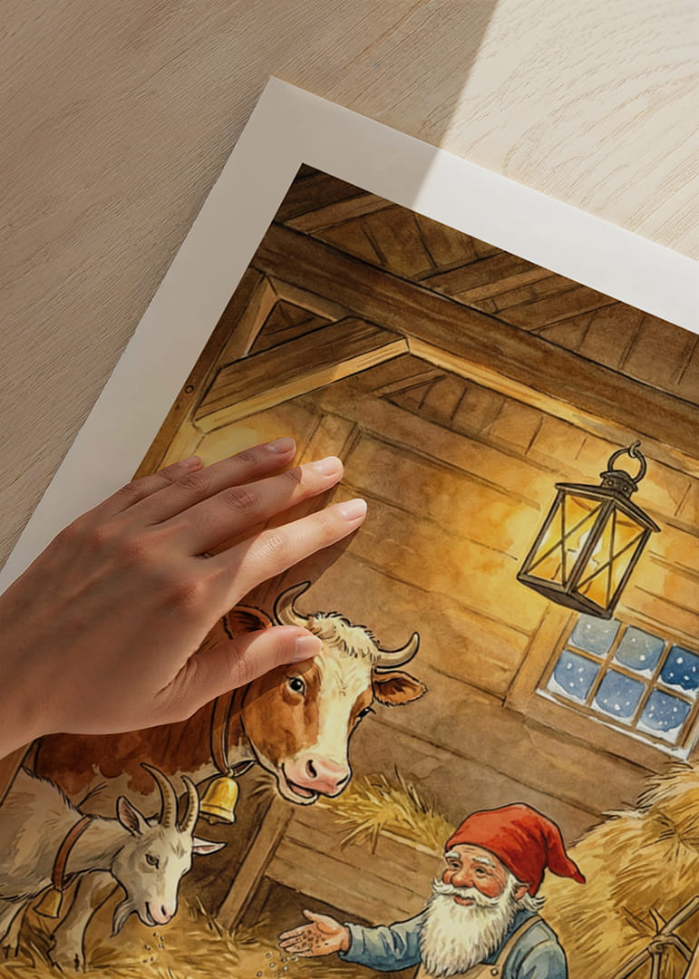 Tomten delar skörden med djuren i mysig lada-12