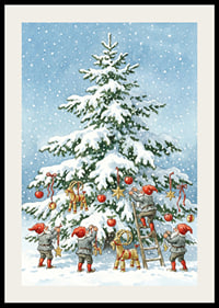 Elfi ziemas priekā rotā sniegotu egli-2