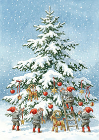 Elfi ziemas priekā rotā sniegotu egli-7