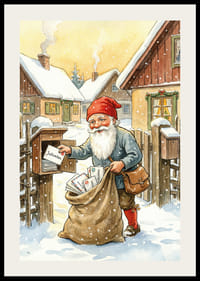 Le Père Noël distribue des cadeaux de Noël dans un paysage hivernal-2