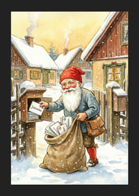 Le Père Noël distribue des cadeaux de Noël dans un paysage hivernal-5