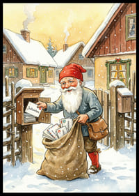 De Kerstman bezorgt kerstcadeaus in een winterlandschap-2