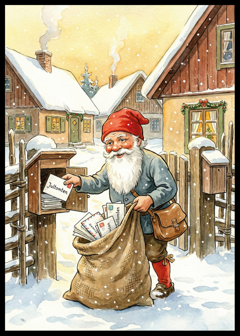 De Kerstman bezorgt kerstcadeaus in een winterlandschap-12