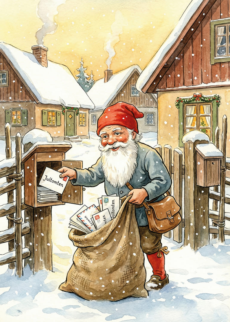 De Kerstman bezorgt kerstcadeaus in een winterlandschap-12