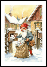 De Kerstman bezorgt kerstcadeaus in een winterlandschap-0