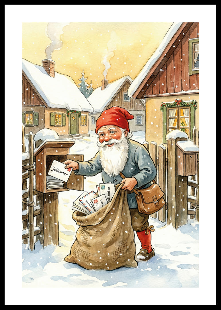 De Kerstman bezorgt kerstcadeaus in een winterlandschap-12