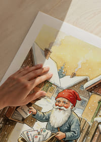 De Kerstman bezorgt kerstcadeaus in een winterlandschap-5