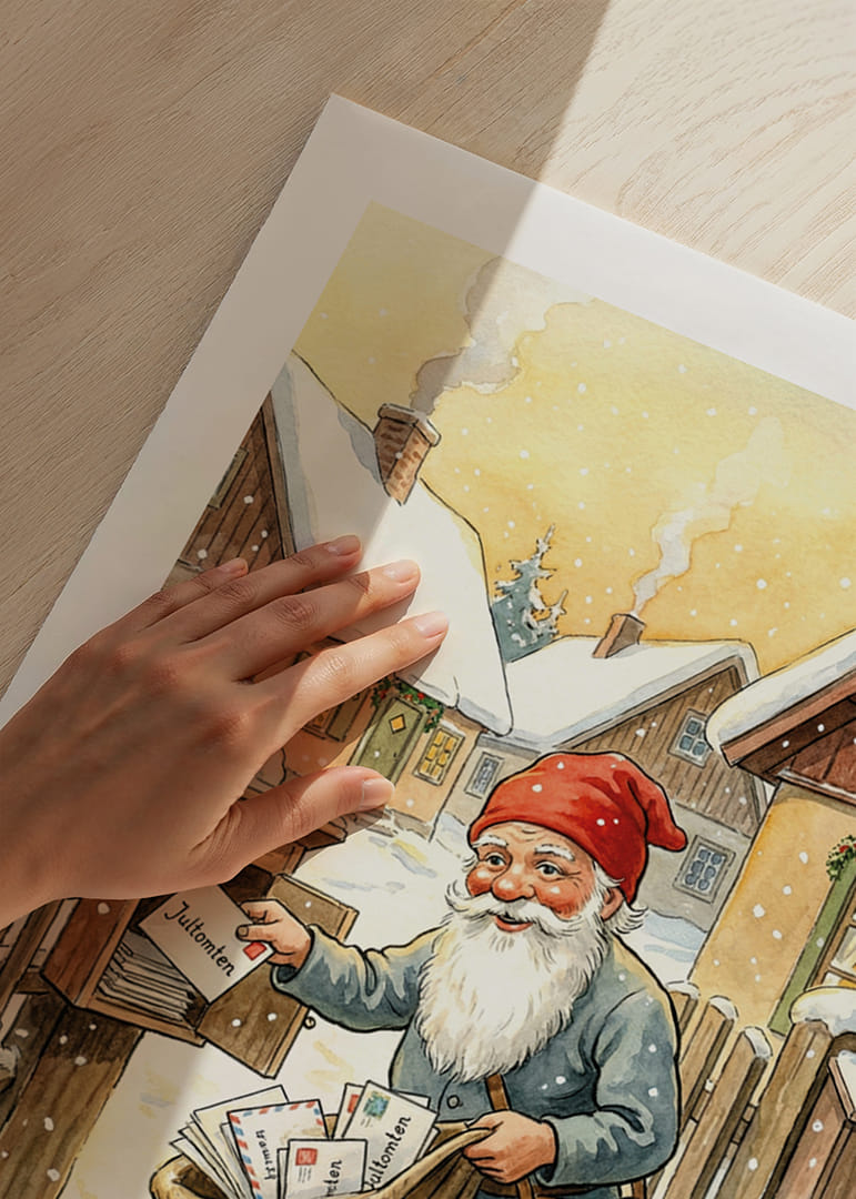 De Kerstman bezorgt kerstcadeaus in een winterlandschap-12