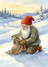A heartwarming scene of friendship in a winter landscape-7