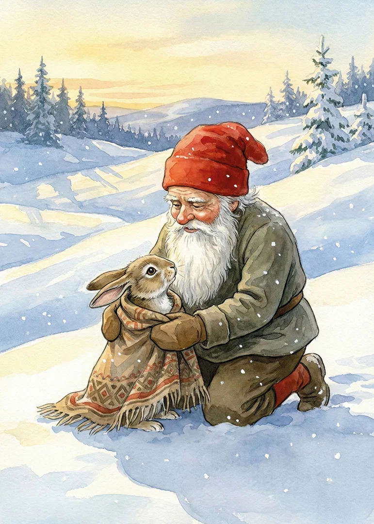 A heartwarming scene of friendship in a winter landscape-12