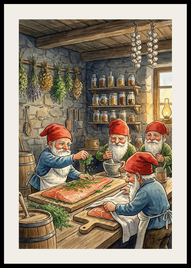 Quattro elfi preparano il cibo in un grazioso cottage-12