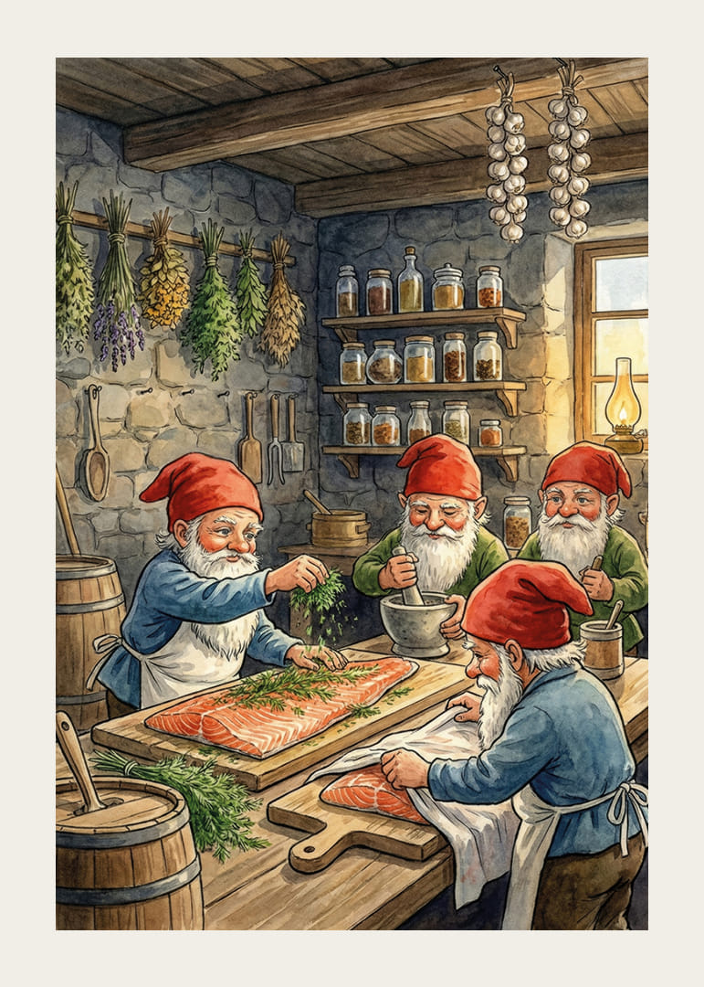 Quattro elfi preparano il cibo in un grazioso cottage-12