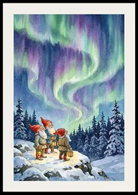 Gnomes enchanted by the celestial dance of the aurora-2