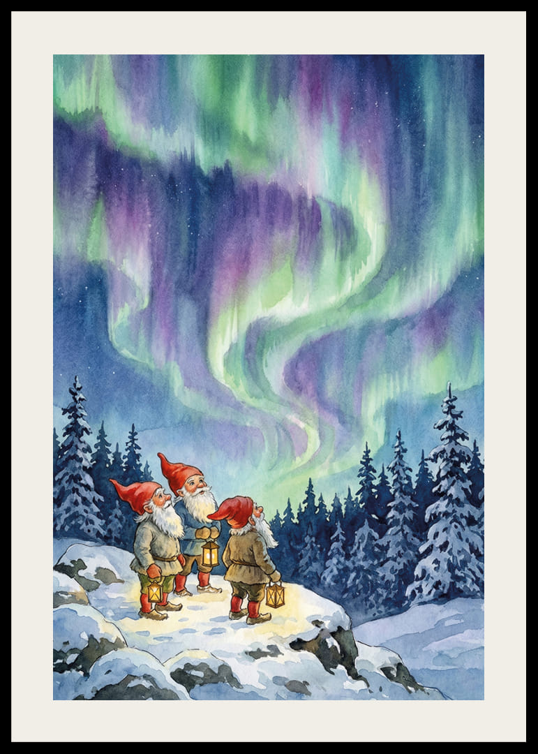 Gnome, verzaubert vom himmlischen Tanz der Aurora-12