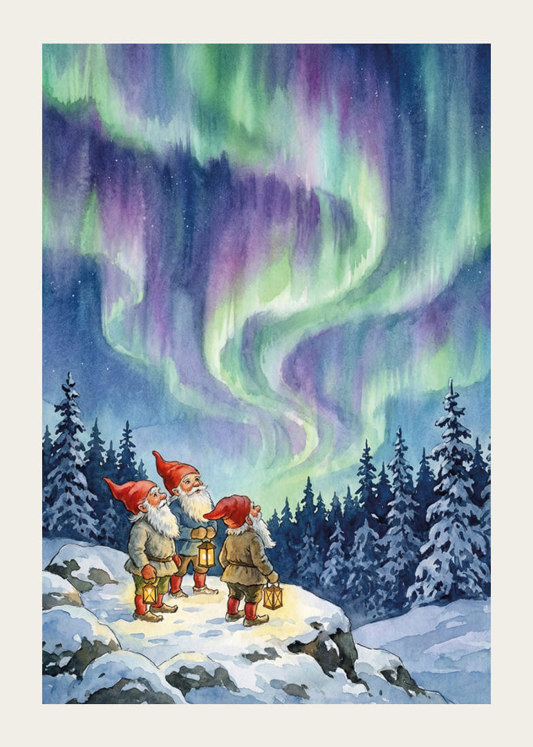 Gnome, verzaubert vom himmlischen Tanz der Aurora-12