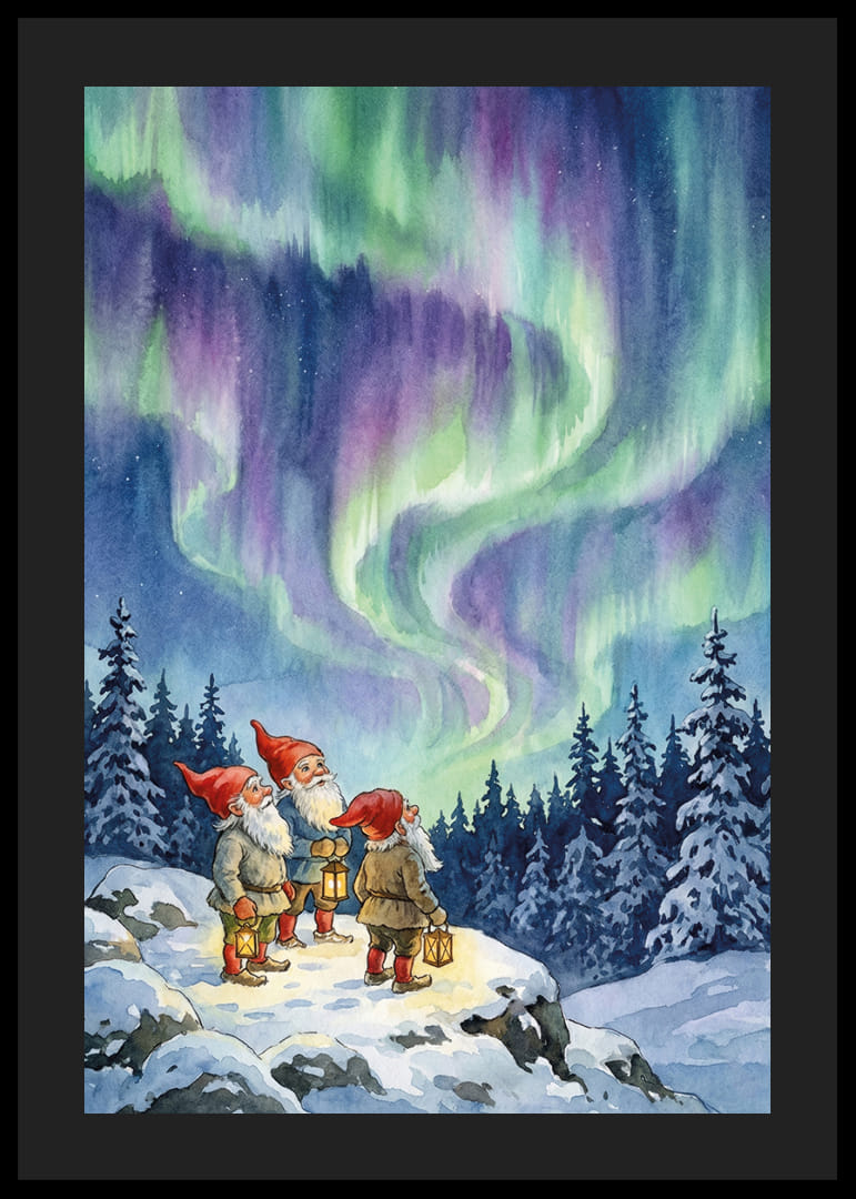 Gnome, verzaubert vom himmlischen Tanz der Aurora-12