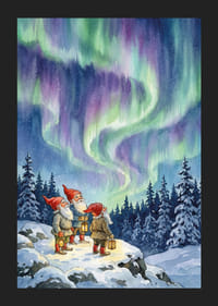 Gnome, verzaubert vom himmlischen Tanz der Aurora-5