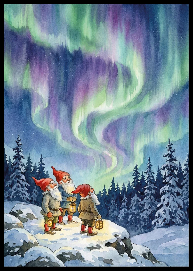 Gnomes enchanted by the celestial dance of the aurora-12