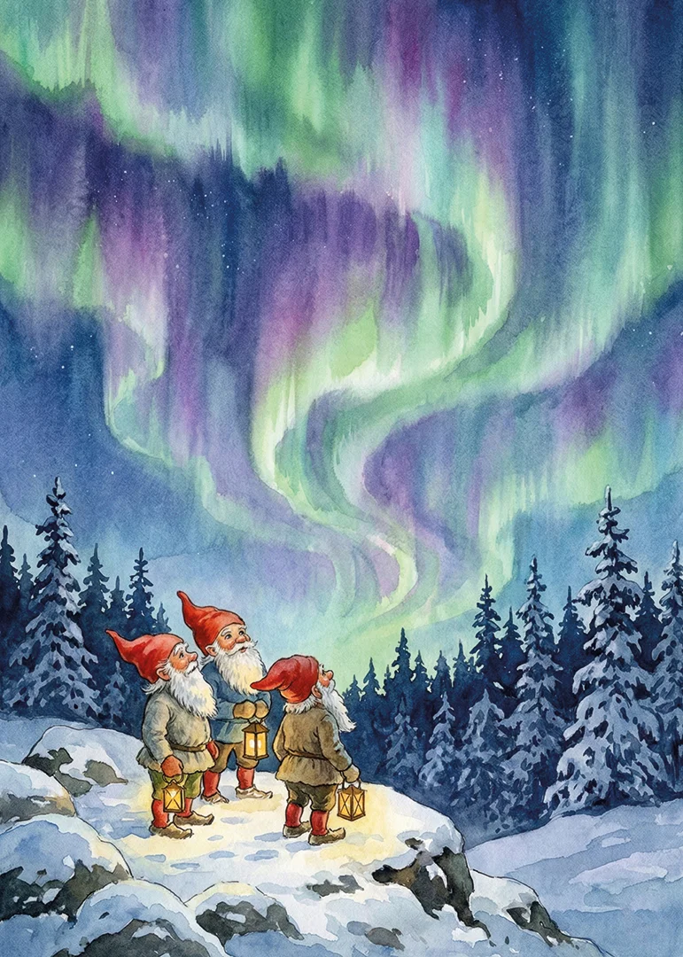 Gnomes enchanted by the celestial dance of the aurora-12