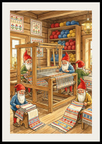 Elfi colorați țes într-o căsuță fermecătoare din lemn-2