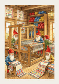 Elfi colorați țes într-o căsuță fermecătoare din lemn-3