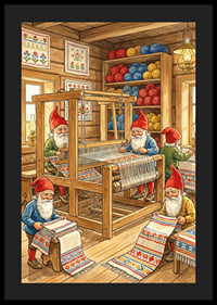 Färgglada tomtar väver i en charmig trästuga-4