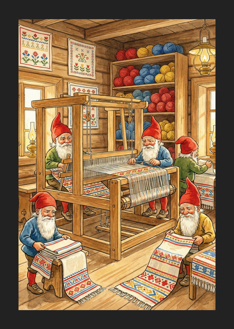 Elfi colorați țes într-o căsuță fermecătoare din lemn-12