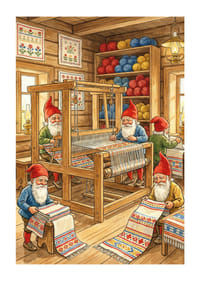 Värikkäät tontut kutovat viehättävässä puumökissä-1