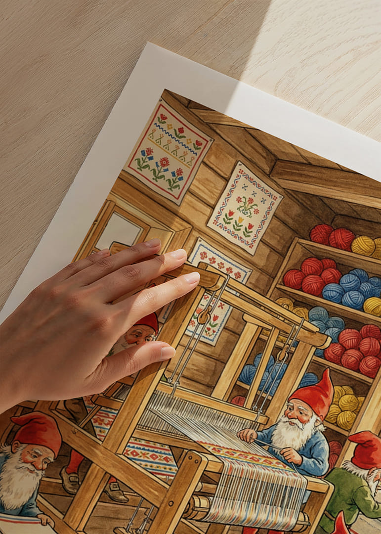 Värikkäät tontut kutovat viehättävässä puumökissä-12