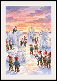 Tomtar och snödjur i ett vintrigt sagoland-2