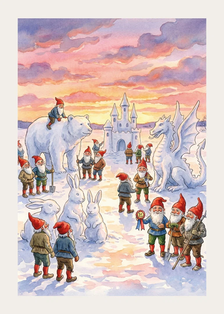 Tomtar och snödjur i ett vintrigt sagoland-12