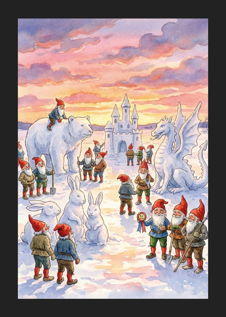 Tomtar och snödjur i ett vintrigt sagoland-12