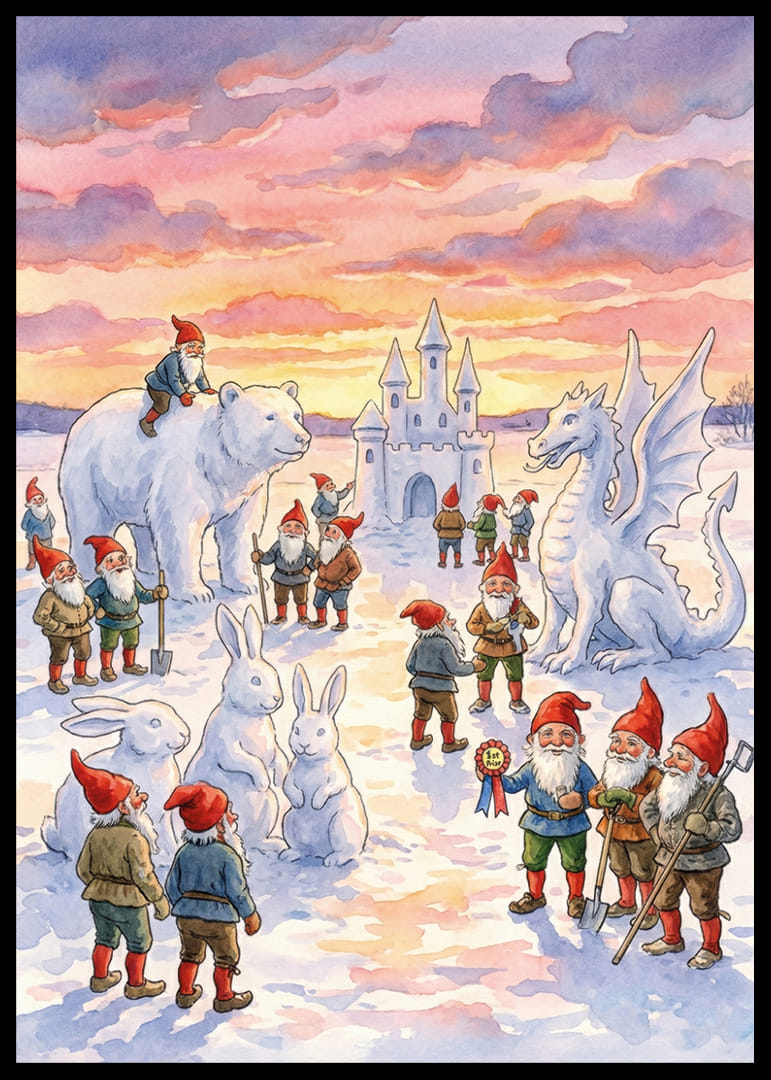 Tomtar och snödjur i ett vintrigt sagoland-12