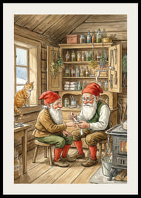 Deux elfes créent de la magie dans une cabane rustique-2