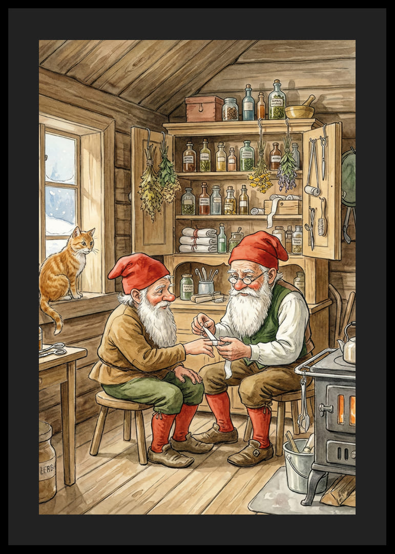 Deux elfes créent de la magie dans une cabane rustique-12