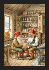 Deux elfes créent de la magie dans une cabane rustique-5