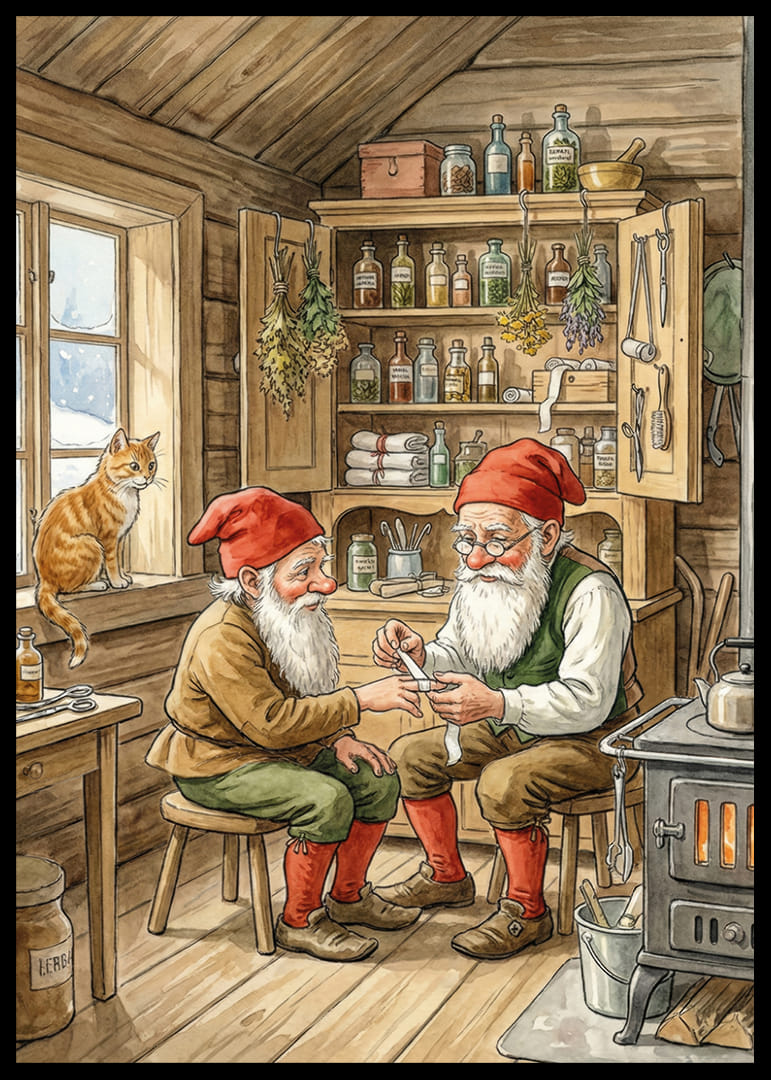 Twee elfen creëren magie in een rustieke hut-12